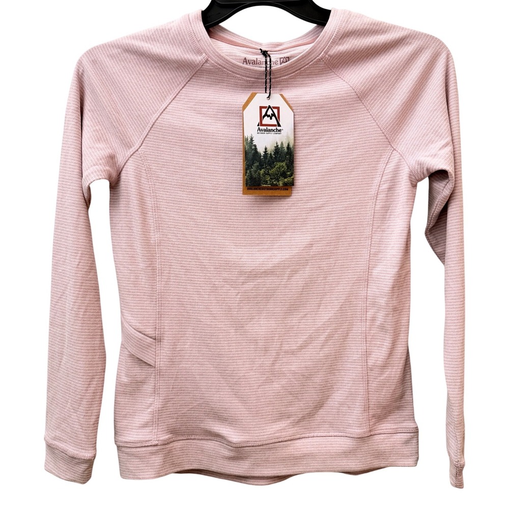 Avalanche Outdoor Supply Pink Micro Stripe Raglan Active Top Side Pocket XS NEW